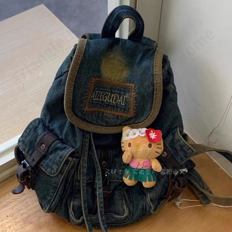 Móc Chìa Khóa Bằng Da Màu Đen Hình Mèo Hello Kitty Phong Cách Nhật Bản