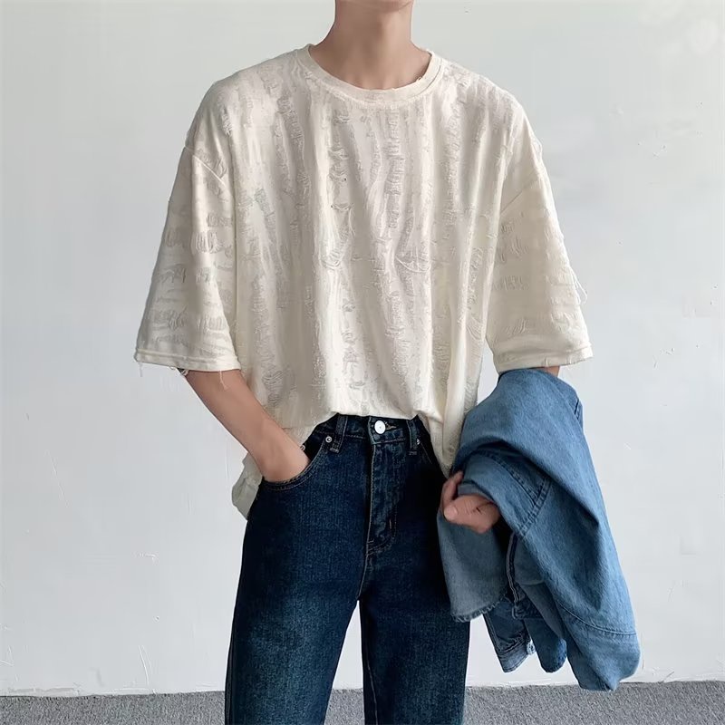 Áo Thun Tay Ngắn Màu Cà Phê Phong Cách Đường Phố Âu Mỹ Thời Trang Mùa Hè Cho Nam