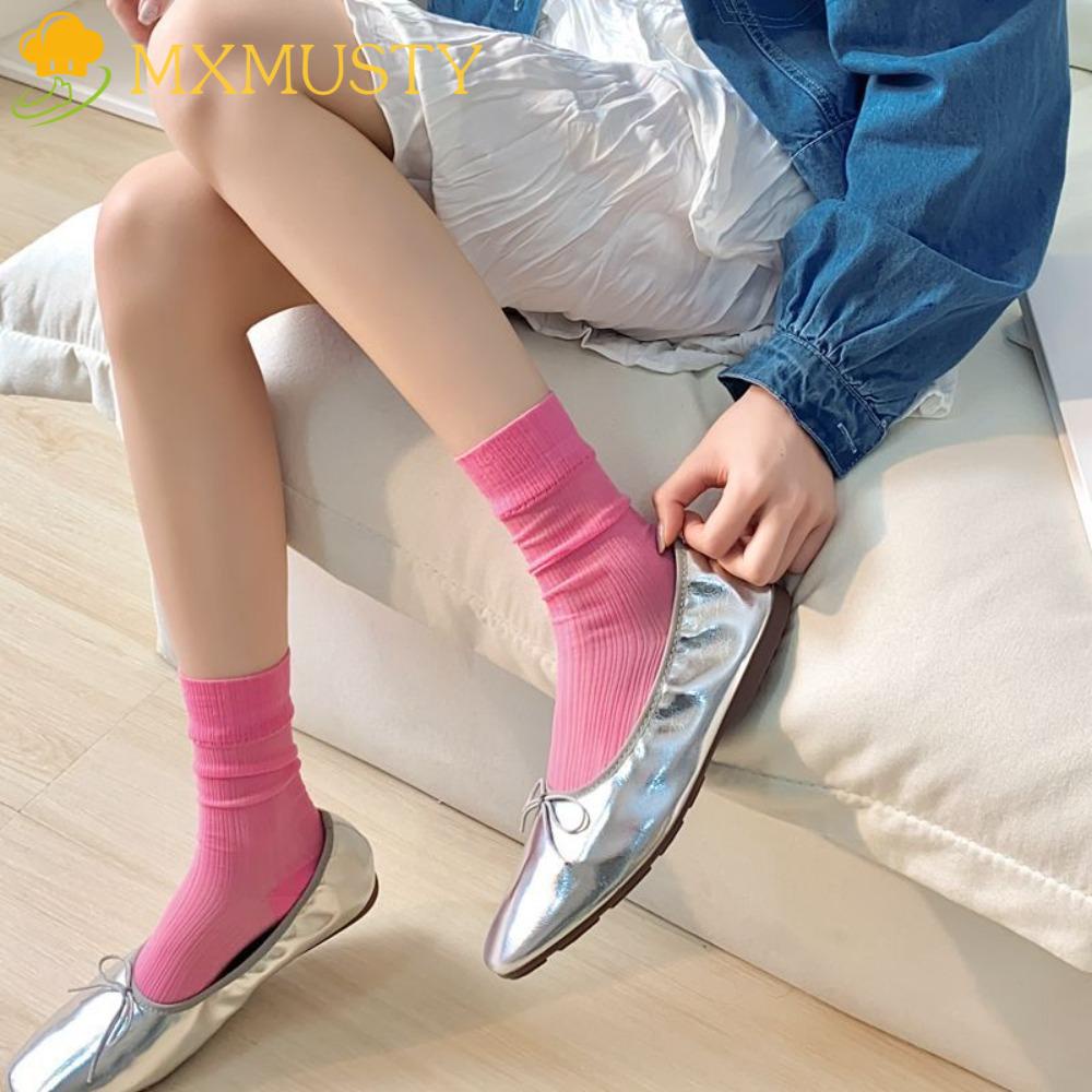 Vớ Lụa Nylon Siêu Mỏng Chống Mài Mòn Họa Tiết Kẻ Sọc Đơn Giản Thời Trang Phong Cách Harajuku