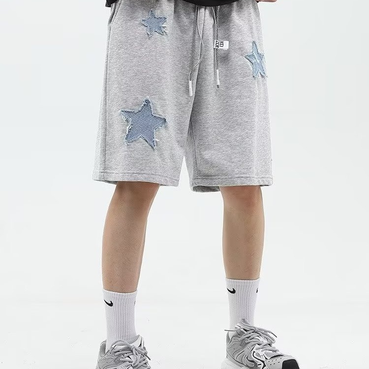 Quần Short Dây Rút Thêu Họa Tiết Ngôi Sao Phong Cách Mỹ Thời Trang Mùa Hè Cho Nam Và Nữ
