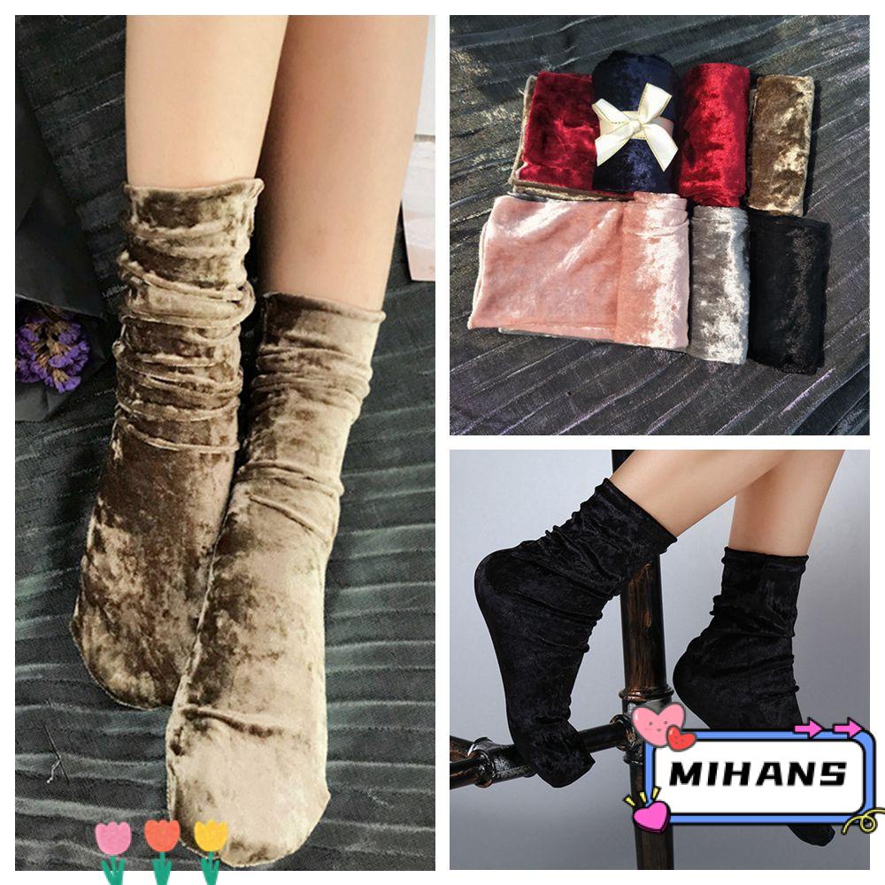 MIH Vớ Nhung Mềm Giữ Ấm Mùa Đông Phong Cách Vintage