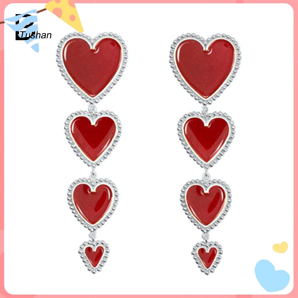 Bông Tai Dáng Dài Hình Trái Tim Nhiều Kiểu Dáng Ngọt Ngào Cho Nữ