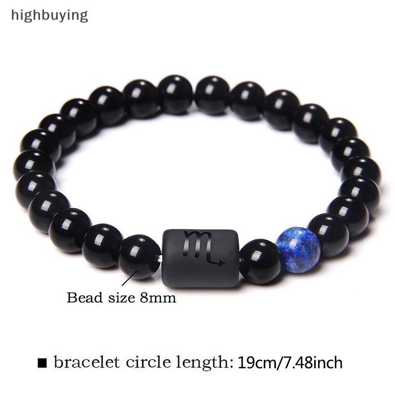 Vòng Tay Chuỗi Hạt Đá Onyx 12 Cung Hoàng Đạo Màu Đen Thời Trang Cho Cặp Đôi