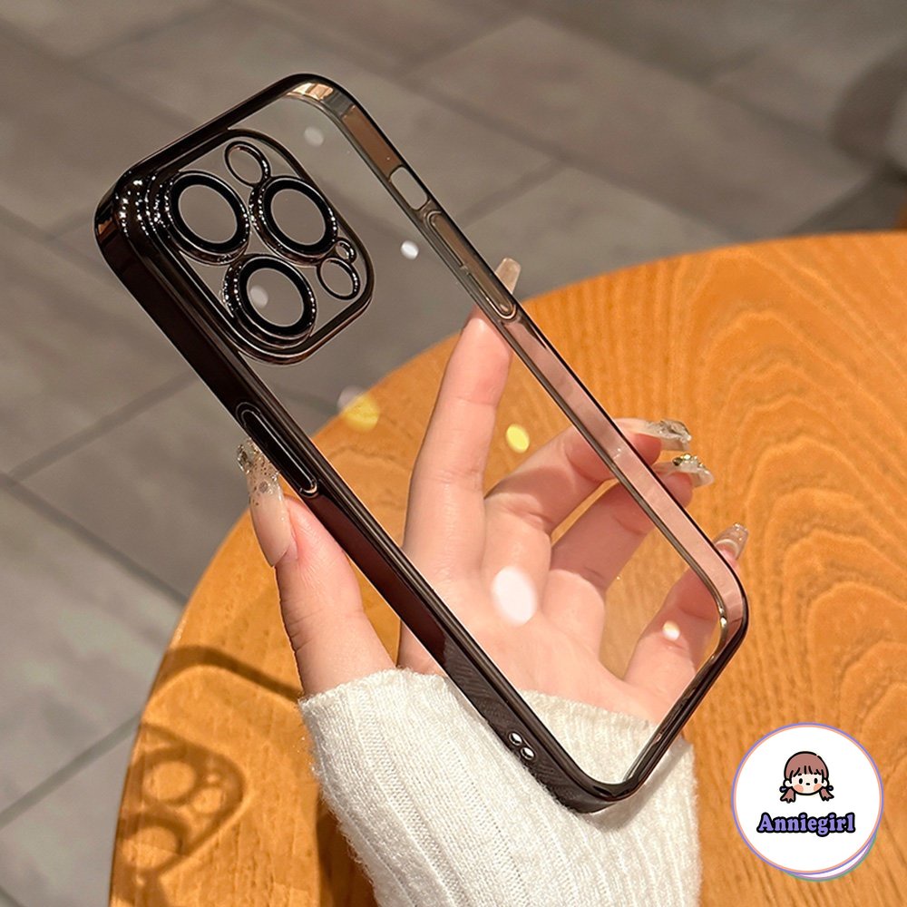 Ốp Điện Thoại TPU Dẻo Màu Đen Mạ Viền Đơn Giản Thời Trang Cho IPhone 11 14 Pro Max 13 Pro Max 12 IPhone X XS XR 7 8 Plus Ultra