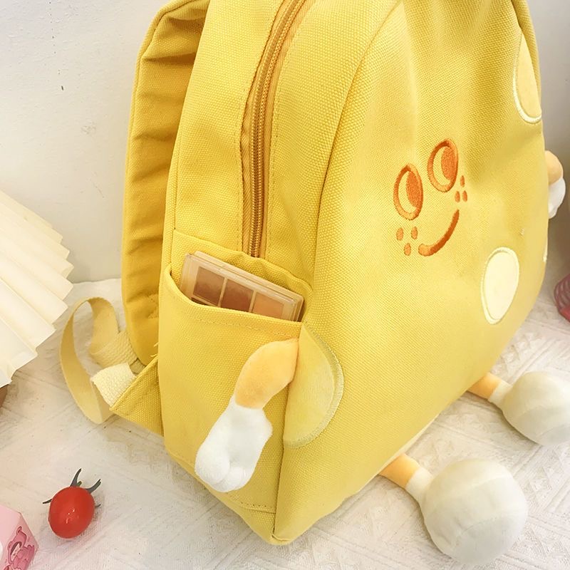 Ba Lô Vải Màu Trơn Họa Tiết Hoạt Hình Dễ Thương Phong Cách Hàn Quốc Cho Nữ