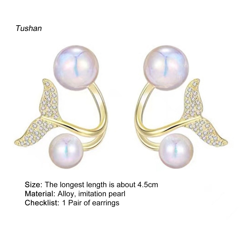 1 Đôi Bông Tai Hình Trái Tim Dáng Dài Đính Ngọc Trai Giả Lấp Lánh