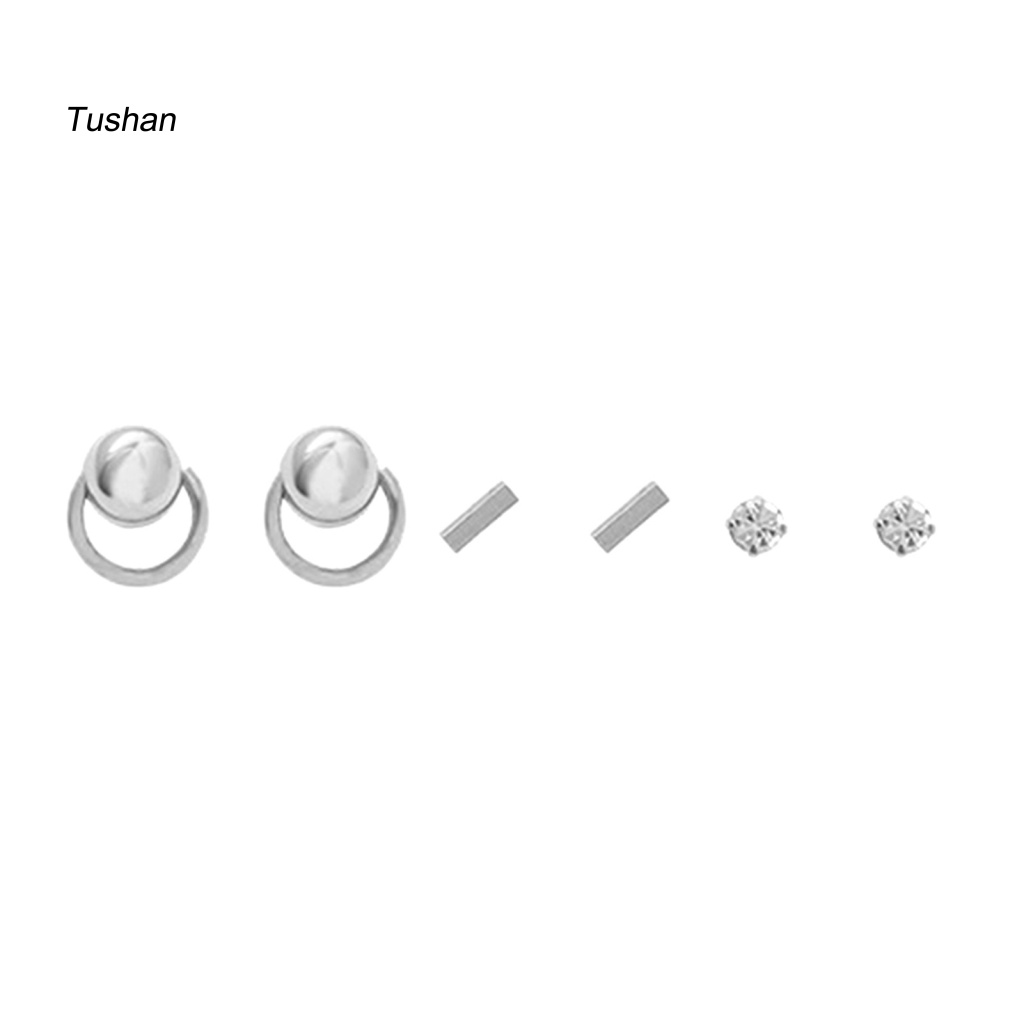 Set 3 Đôi Khuyên Tai Đính Đá Thời Trang Hàn Quốc Cho Nữ