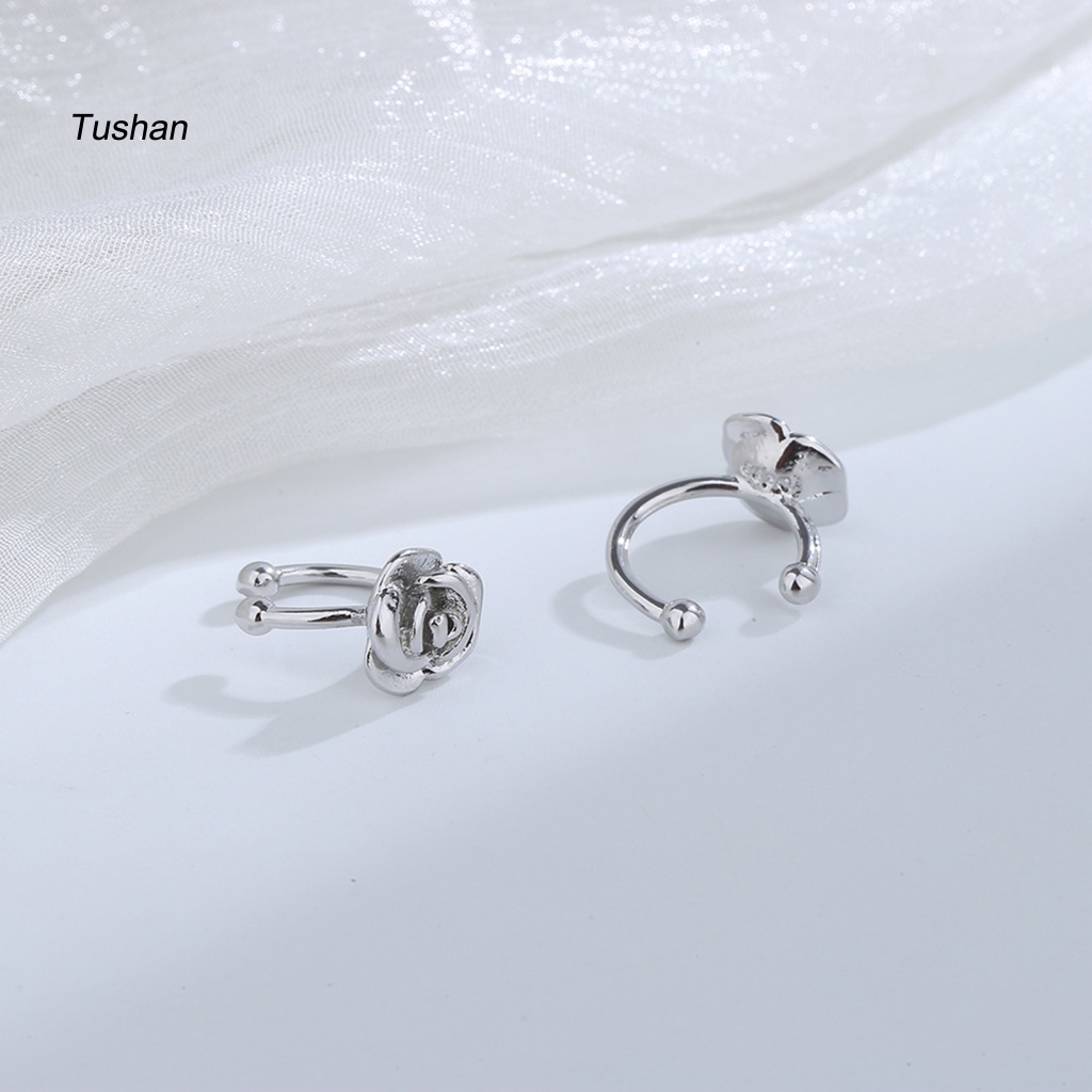 1 Khuyên Tai Dạng Kẹp Mạ Điện Hình Hoa Hồng Sáng Bóng Thanh Lịch Thời Trang Cho Nữ