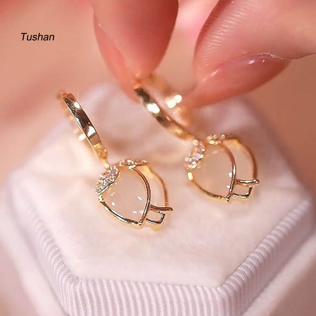1 Đôi Bông Tai Dáng Dài Đính Đá Opal Phong Cách Vintage Sang Trọng