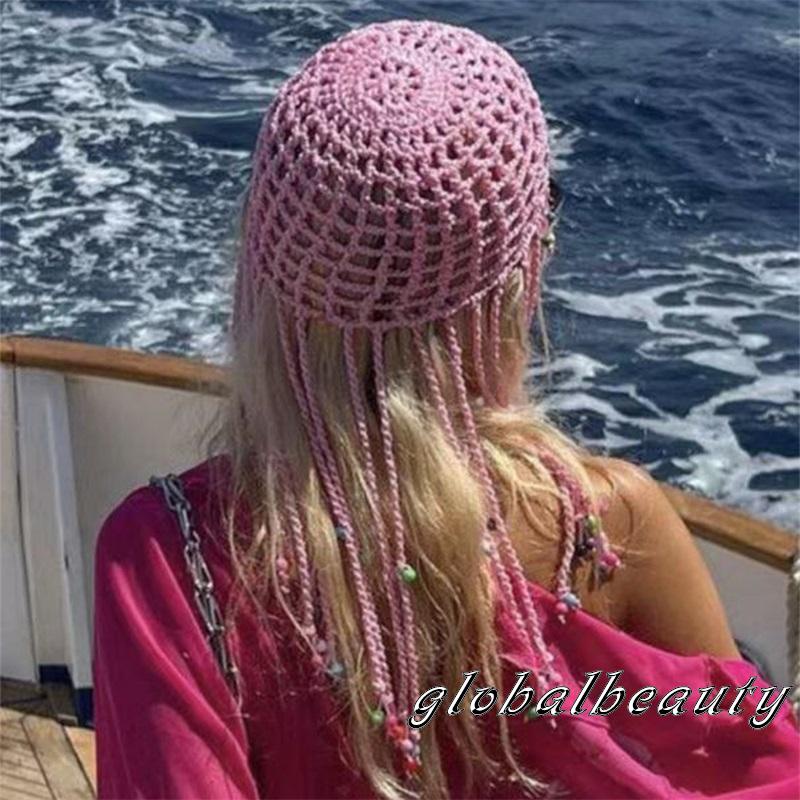 Mũ Beanie Đan Len Thủ Công Đính Hạt Thời Trang Cho Nữ