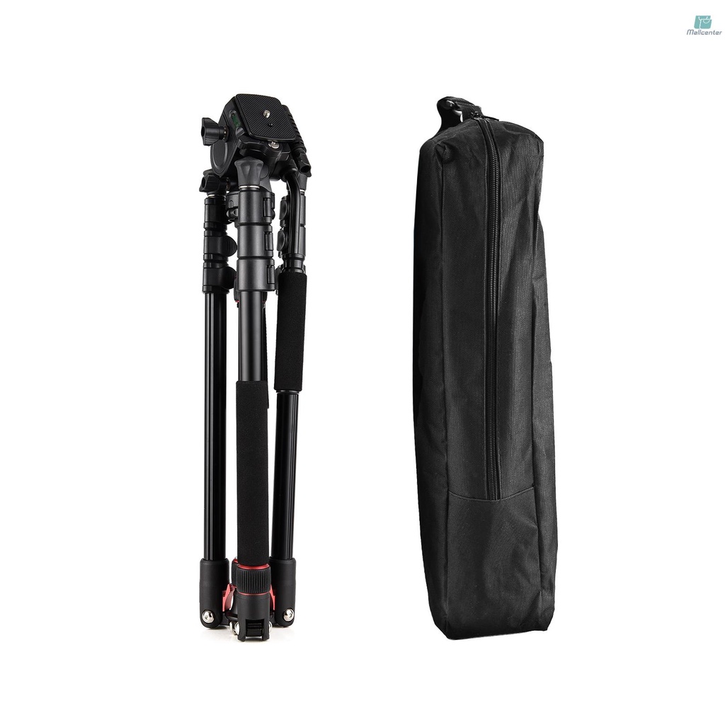Andoer Professional Portable Aluminum Camera Tripod Stand Monopod 200cm/78.7inch 4-Section Adjustable 8KG Payload with 3-way Hydraumatic Pan Tilt Head Carrying Pouch for DSLR SLR Camera Travel