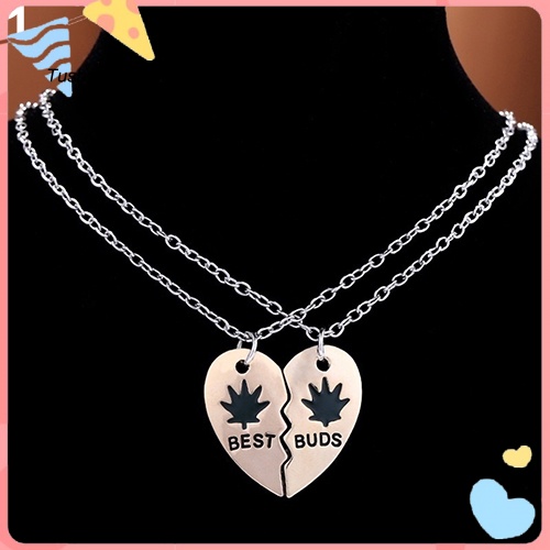 Set 2 Vòng cổ Tình Bạn Mặt Hình Lá / Trái Tim Dễ Thương