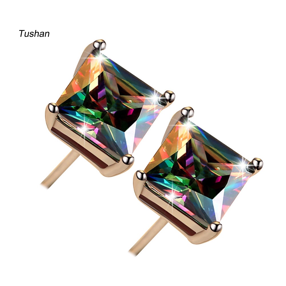 Bông Tai Đính Đá Zircon Nhiều Màu Phong Cách Cổ Điển Cho Nam Và Nữ