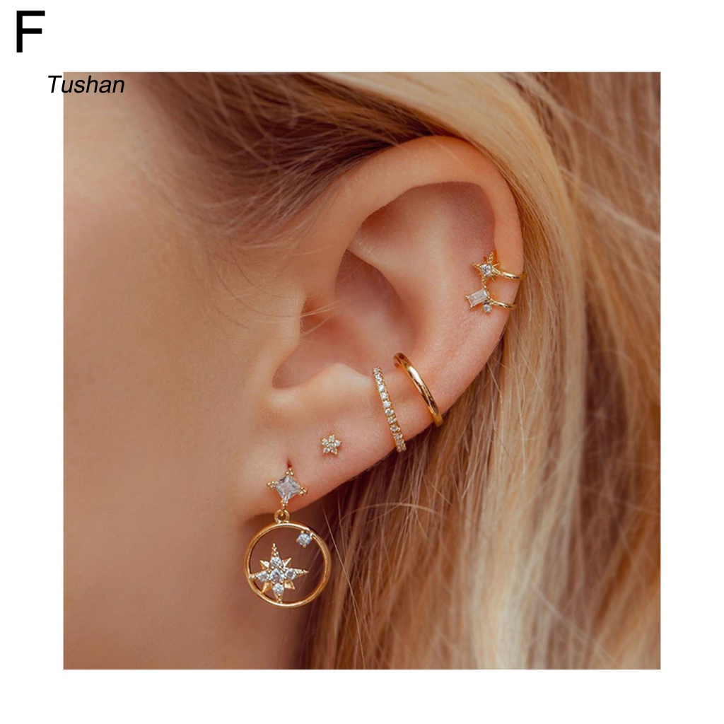 1 Bộ Khuyên Tai Bắt Mắt Dễ Sử Dụng Bằng Hợp Kim Tinh Tế