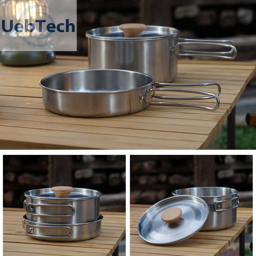 Bộ Dụng Cụ Nấu Ăn Bằng Thép Không Gỉ Tiện Lợi Khi Đi Du Lịch