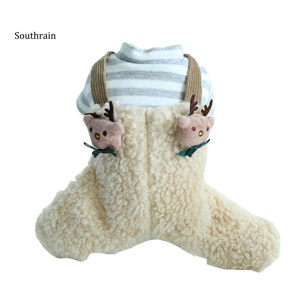 Bộ Đồ Ngủ Liền Thân Giữ Ấm Họa Tiết Sọc Đáng Yêu Dành Cho Cún Cưng