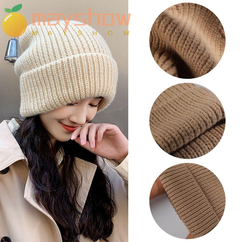 Mũ Beanie Dệt Kim 5 Màu Trơn Dễ Thương Cho Nữ