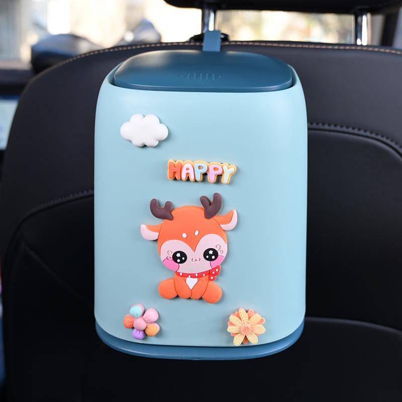 Car Trash Can Air Outlet Cartoon Cute Front Co-Pilot Car Interior Rear Seat Mini Hanging Bucket 4hbc