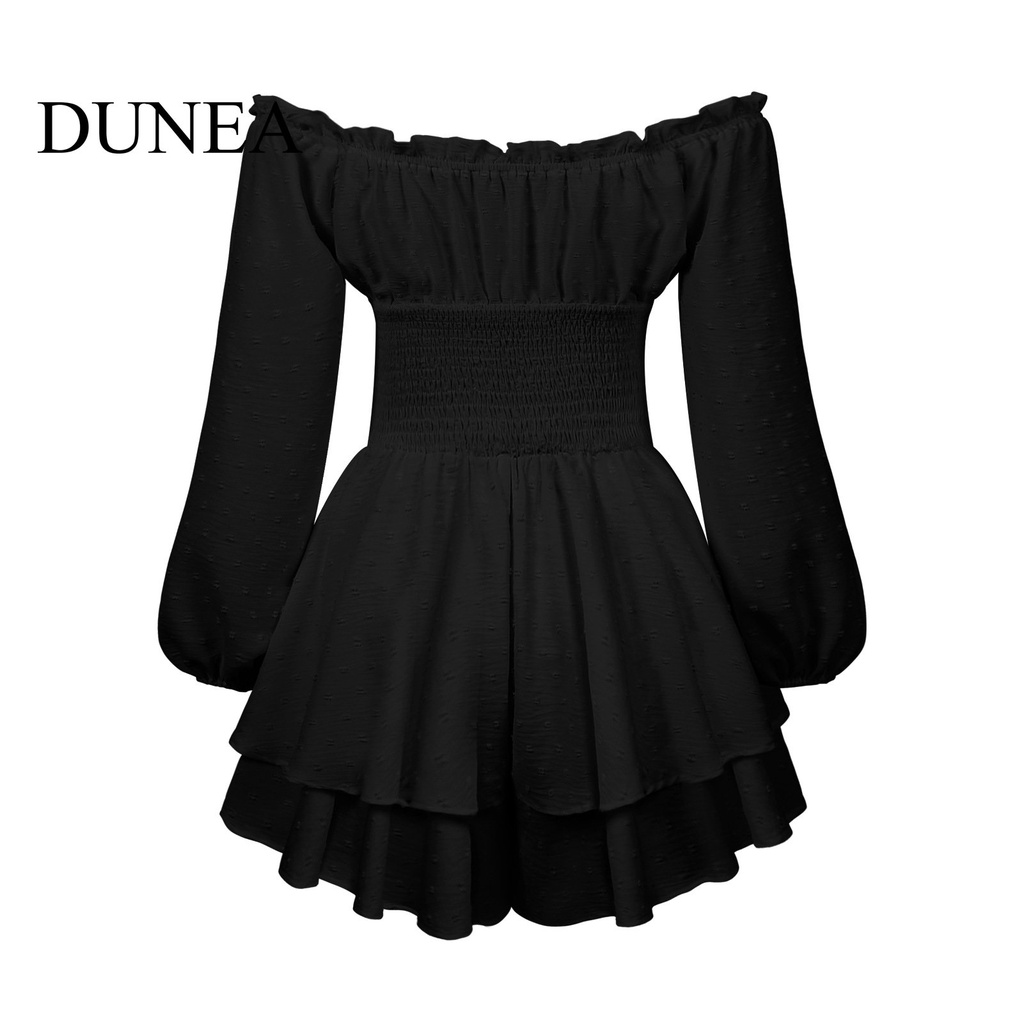 DUNEA Jumpsuit Peplum Trễ Vai Tay Dài Cho Nữ