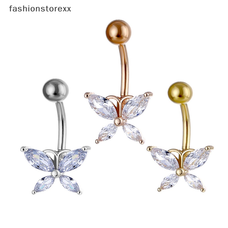 Khuyên Rốn Hình Bướm Đính Đá Zircon Thời Trang Quyến Rũ Chất Lượng Cao Bằng Thép Không Gỉ vvn