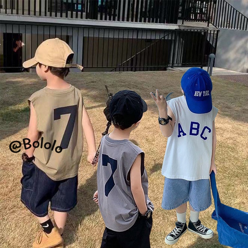 Bololo Áo Thun cotton Sát Nách Cổ Tròn Cỡ Vừa Và Lớn Thoải Mái Thân Thiện Với Da Cho Bé 3-12 Tuổi