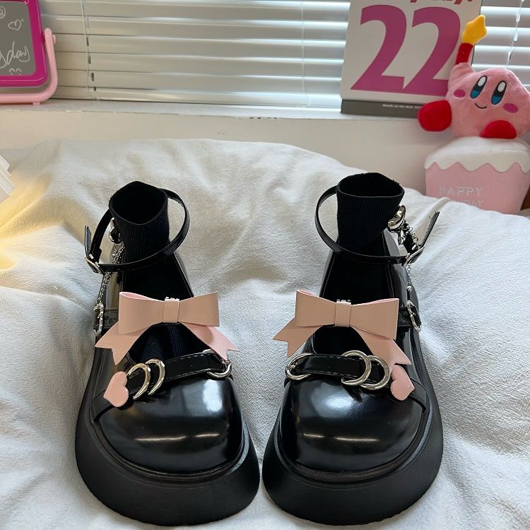 Giày Da Đế Dày Phong Cách lolita Dễ Thương Cho Nữ