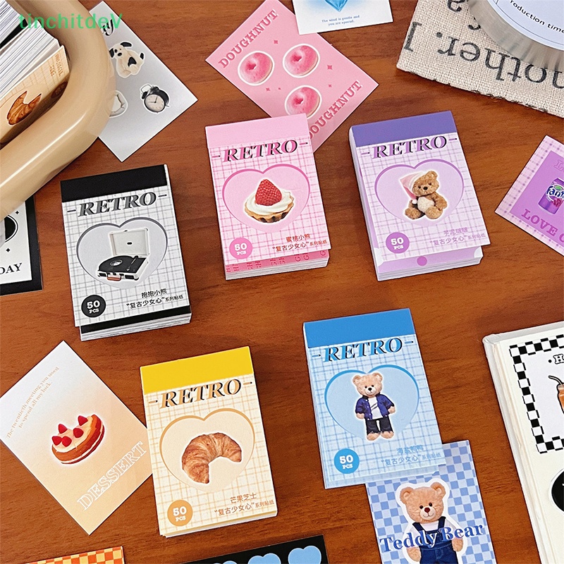 [TinchitdeV] Set 50 Tờ Nhãn Dán Trang Trí Sổ Tay Hình Gấu Dễ Thương DIY