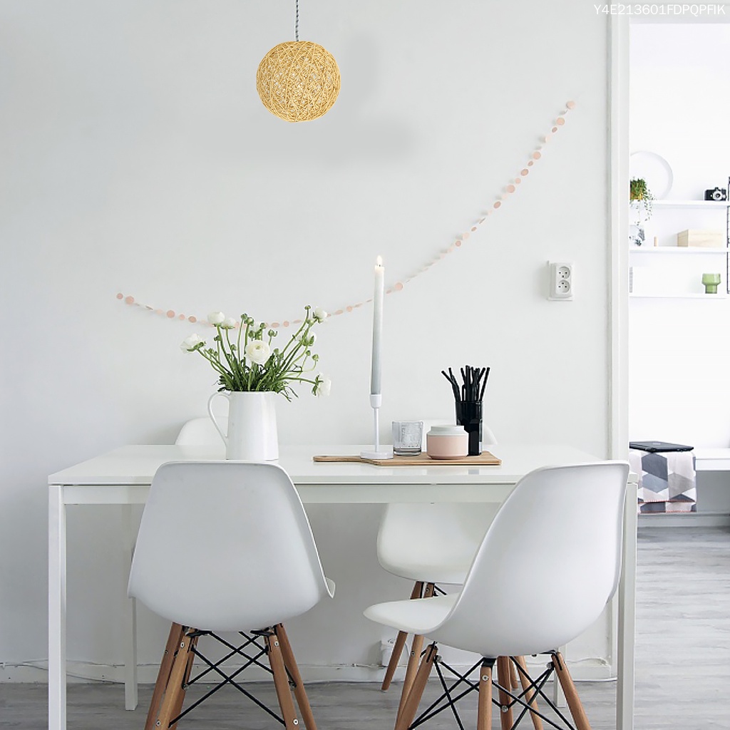 Bộ 2 Chụp Đèn Treo Trần Nhà Bằng Cotton Lanh Màu Vàng Kích Thước 15x15cm Độc Đáo Trang Trí Nhà Cửa / Văn Phòng