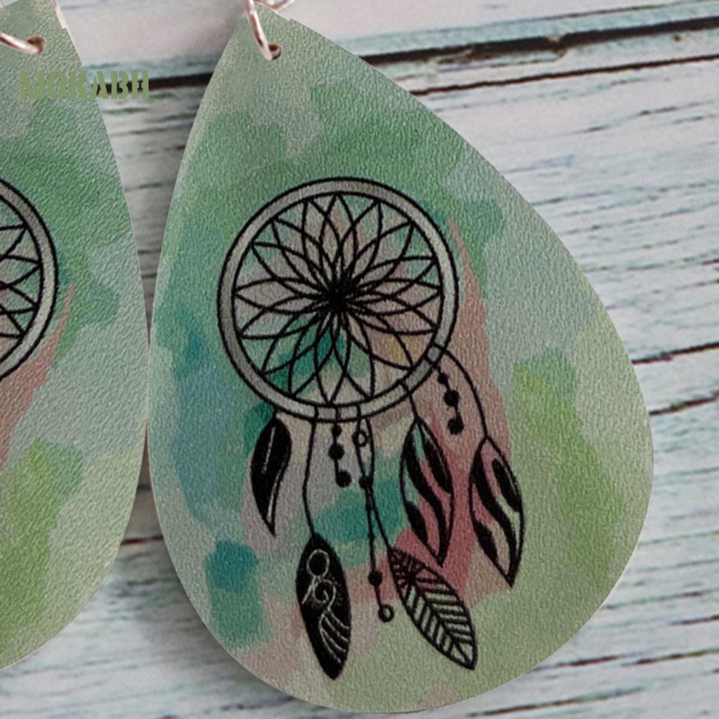 1 Đôi Bông Tai Hình Giọt Nước Nhuộm Giả Da Thời Trang