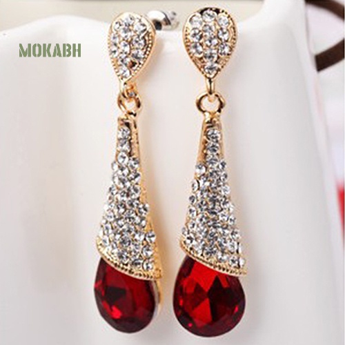 Bông Tai Đinh Tán Hình Giọt Nước Đính Đá Zircon Toàn Diện Cho Nữ