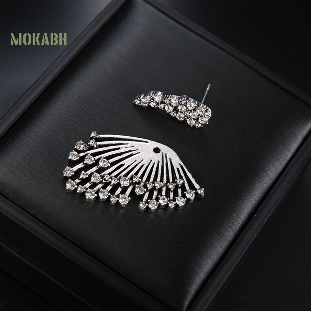 1 Chiếc Khuyên Tai Hình Quạt Đính Đá Phong Cách Vintage