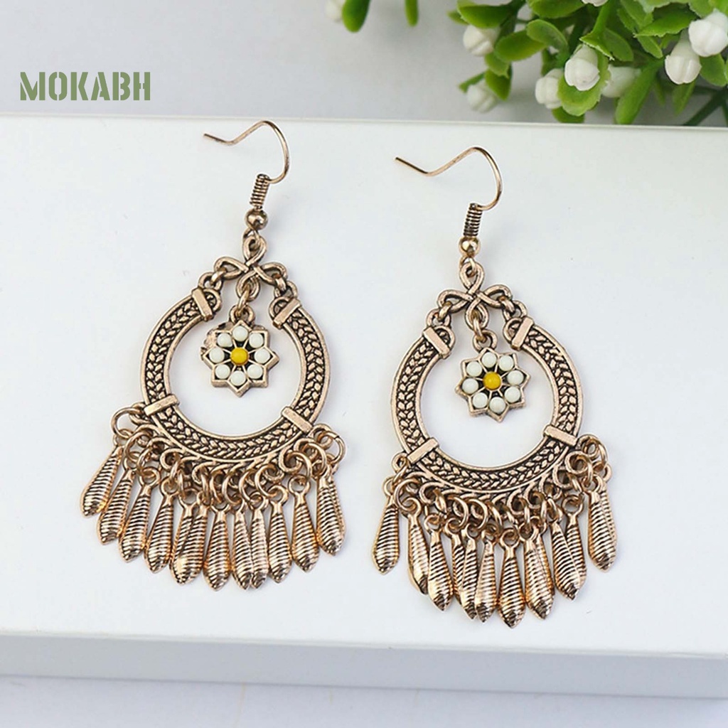 1 Đôi Bông Tai Móc Xỏ Hạt Hình Giọt Nước Nhiều Màu Lấp Lánh Phong Cách Bohemian Cổ Điển Thời Trang Dự Tiệc