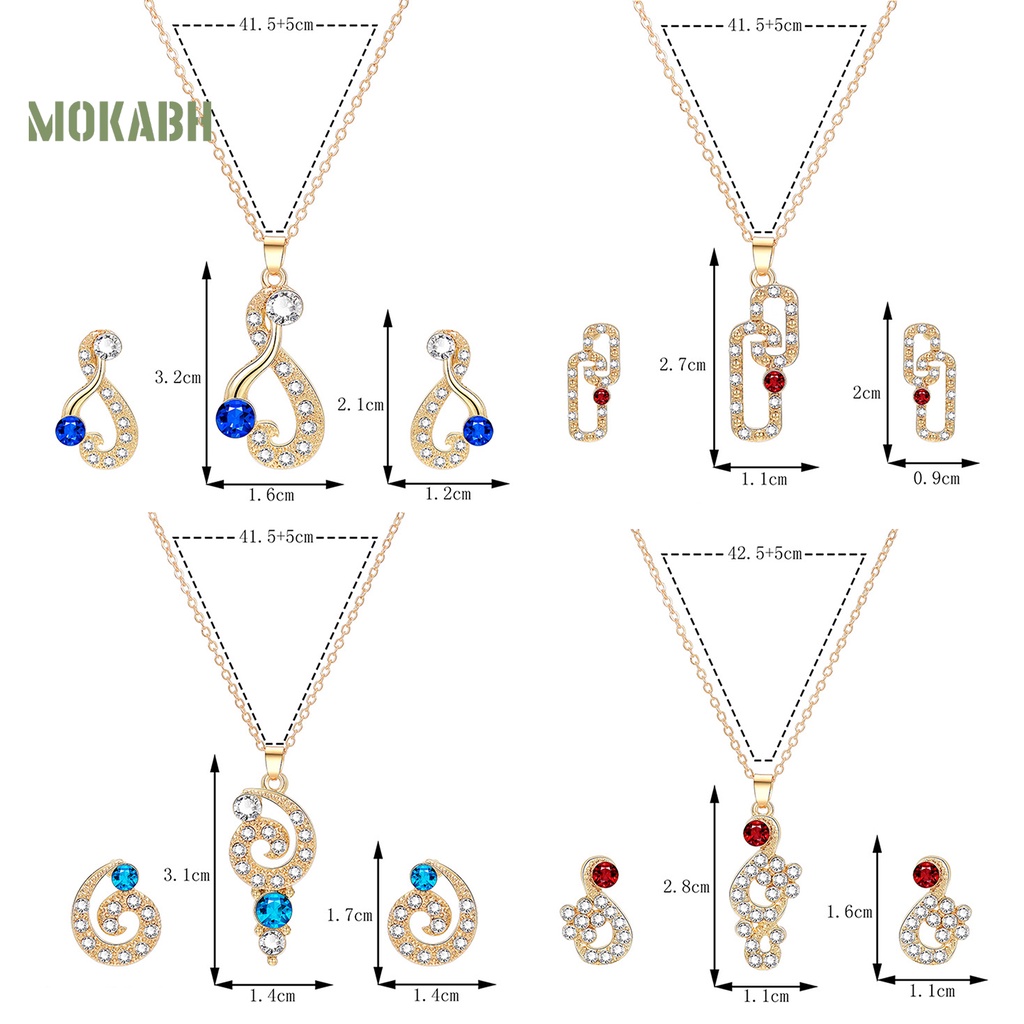 1 Bộ Vòng cổ + Bông Tai Hình Học Đính Đá Lấp Lánh Có Thể Điều Chỉnh Thời Trang Dành Cho Nữ