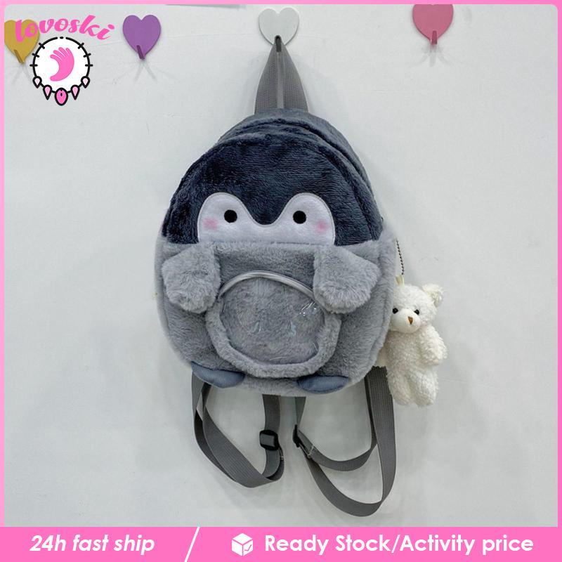 Balo Cỡ Lớn Y2K Hình Chim Cánh Cụt Nhồi Bông Dành Cho Tuổi Teen