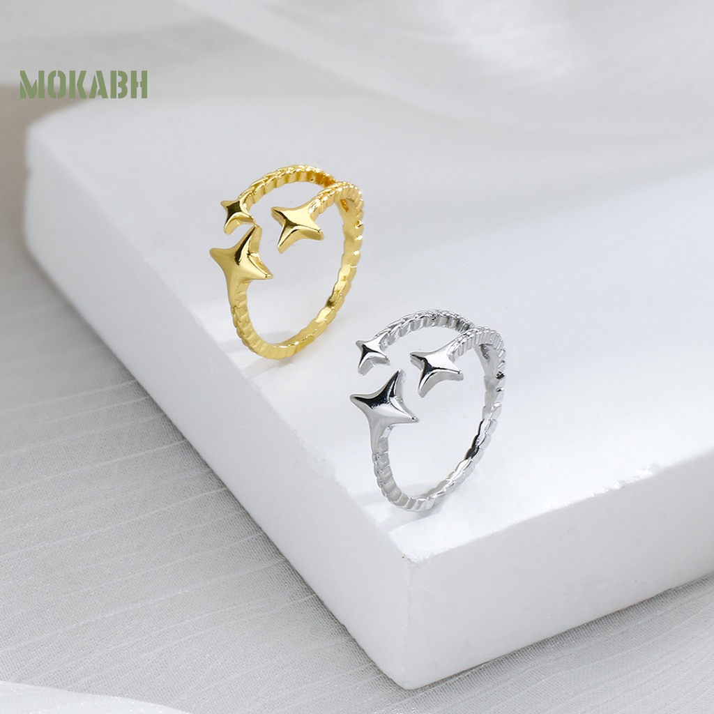 Nhẫn Hở Hình Ngôi Sao 4 Cánh Thanh Lịch Tùy Chỉnh Thời Trang Cho Nữ