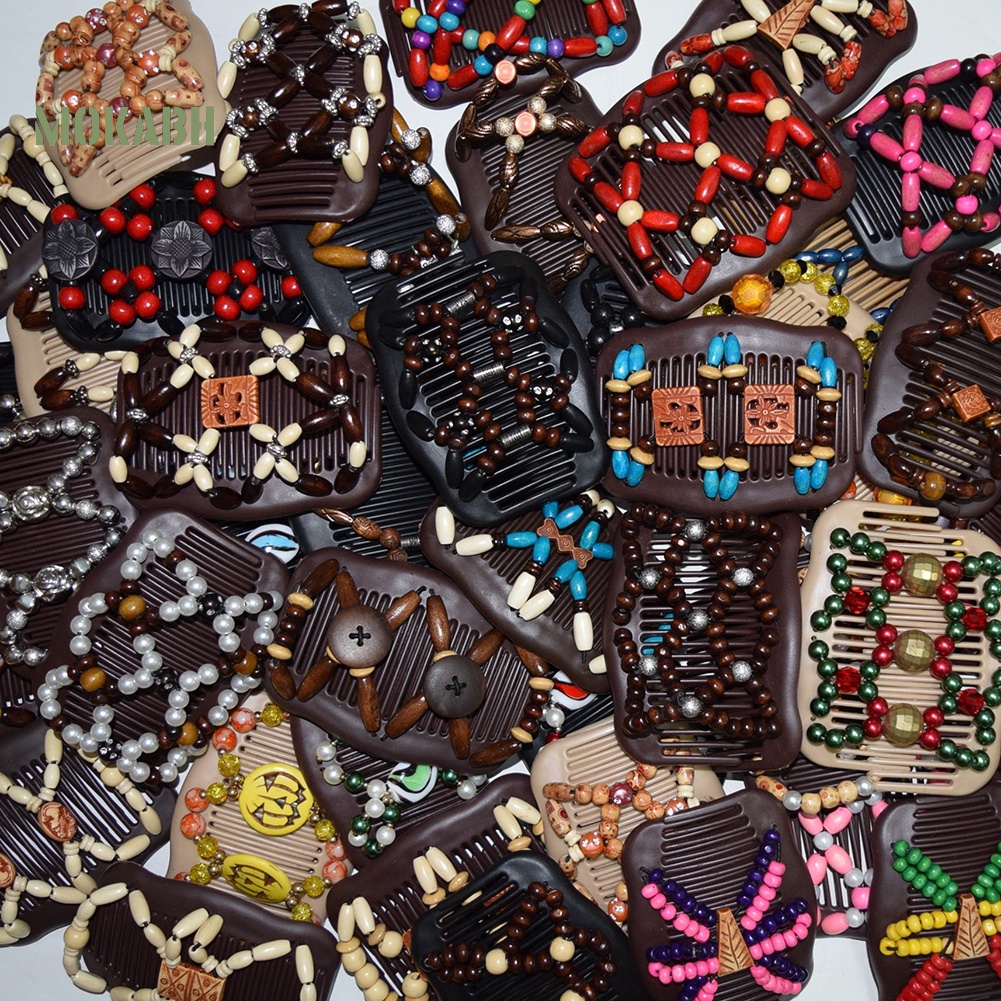 Lược Cài Tóc Hai Mặt Co Giãn Đính Hạt Phong Cách Vintage Cho Nữ