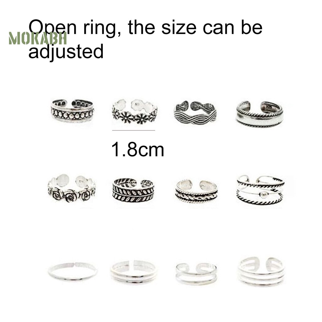 Bộ 12 Nhẫn Đeo Ngón Chân Có Thể Điều Chỉnh Kích Cỡ Thời Trang Dự Tiệc Unisex