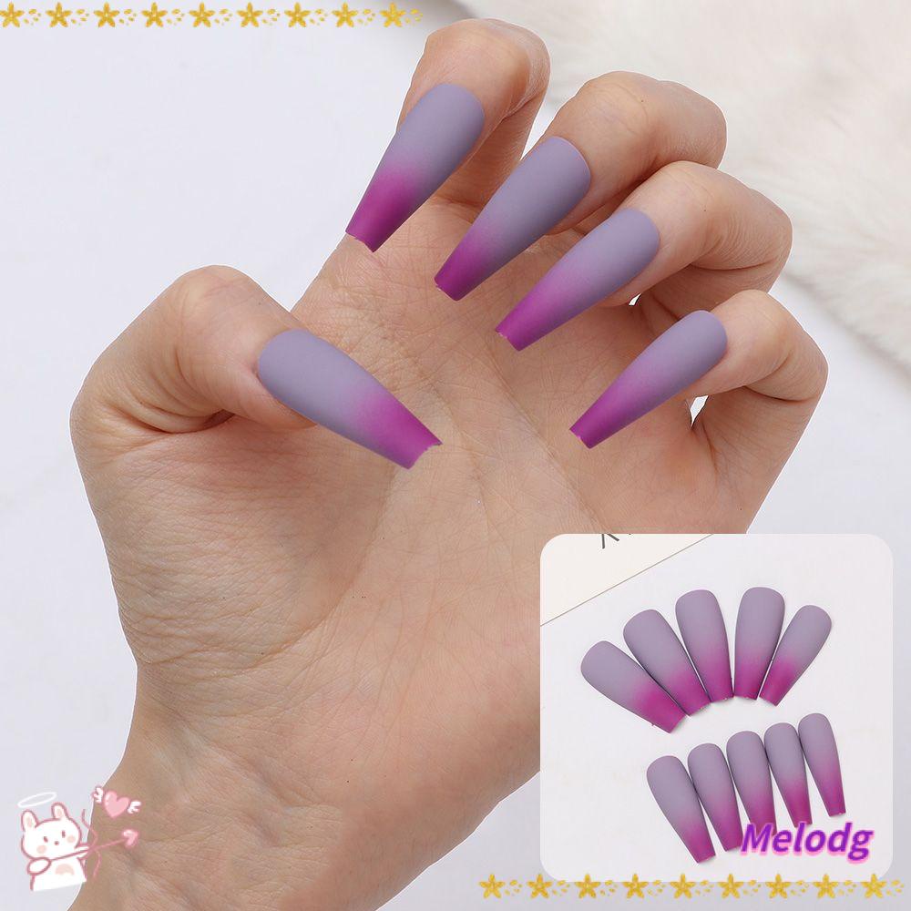 Móng Tay Giả Màu Gradient Dáng Dài Che Phủ Toàn Diện