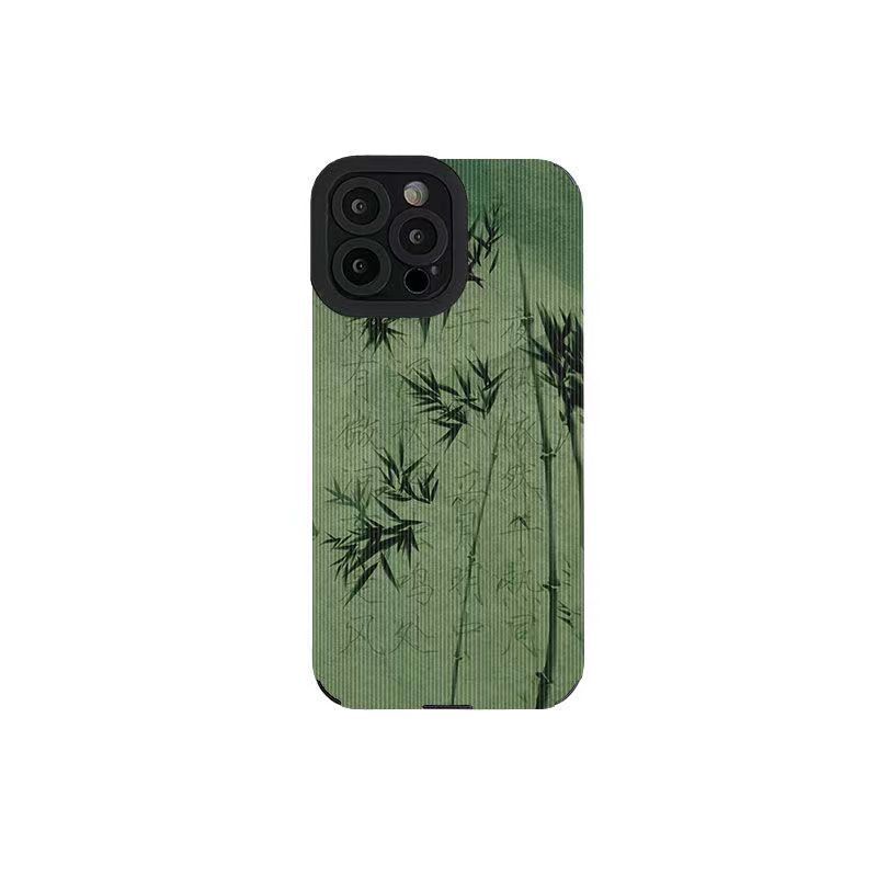 Ốp Điện Thoại In Hình Cây Tre Màu Xanh Lá Cổ Điển Chống Rơi Vỡ Cho IPhone 12 / 11 7 / 8X / XR 14 / 13 Promax