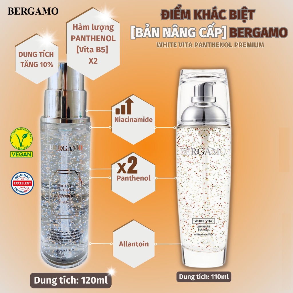 Tinh Chất Dưỡng Trắng Bergamo White Vita Panthenol Premium 120ml