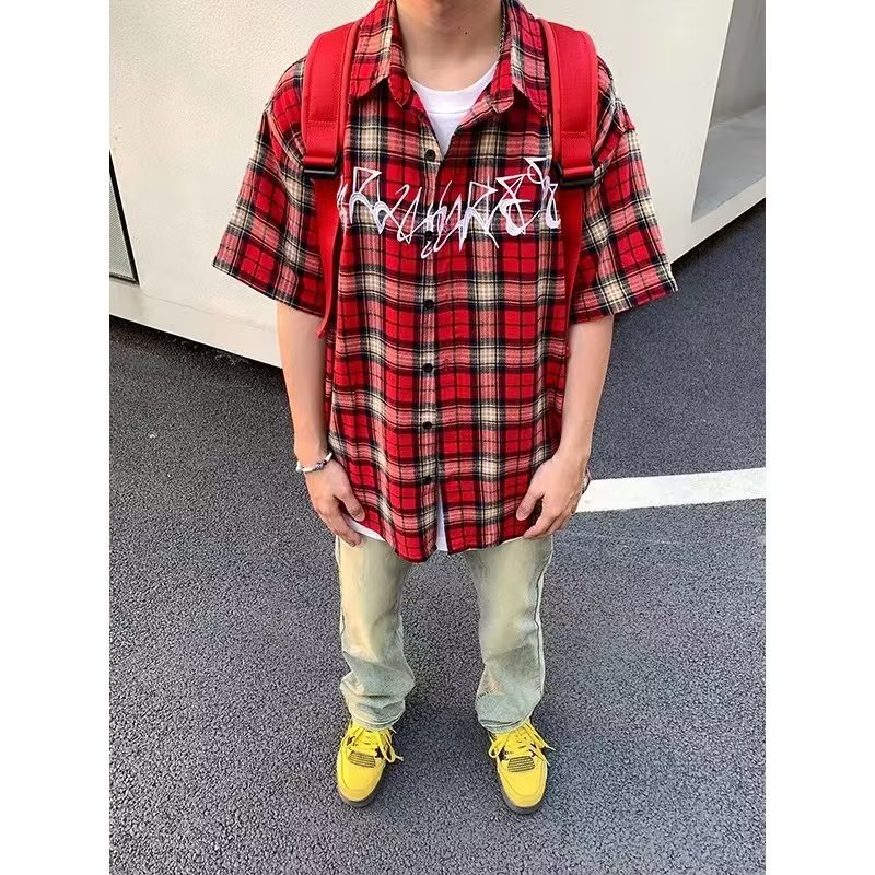 Áo Sơ Mi Ngắn Tay Dáng Rộng Họa Tiết Sọc Caro Thời Trang Sang Trọng Cho Nam Và Nữ