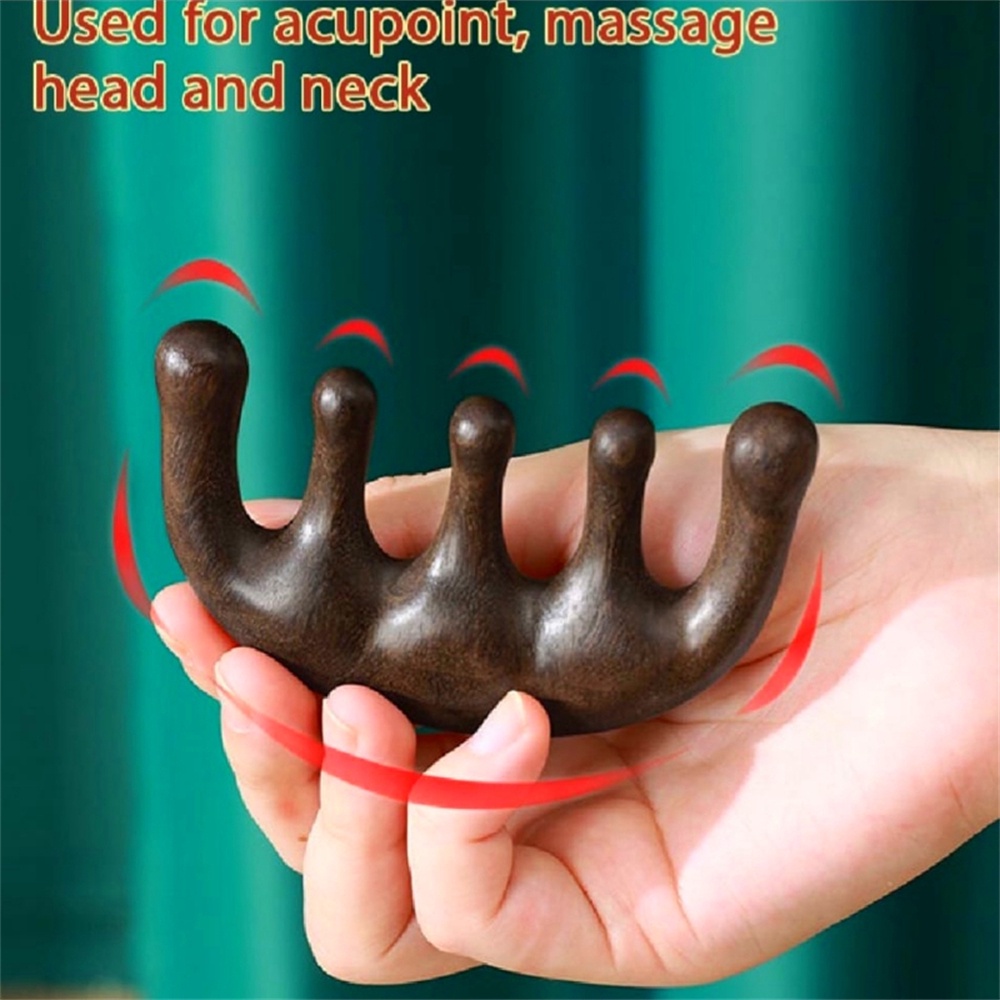 Lược gỗ đàn hương mát xa da đầu dành cho cả nam và nữ tặng kèm túi gấm cao cấp lược massage đả thông kinh lạc