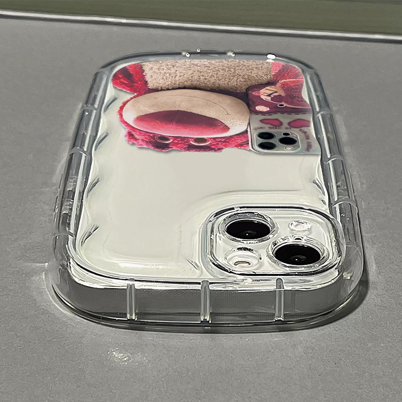 Ốp Điện Thoại Silicone Mềm Trong Suốt Chống Sốc In Hình Gấu Cho IPhone 14 13 12 11 Pro Max XS X XR 8 + 7 Plus