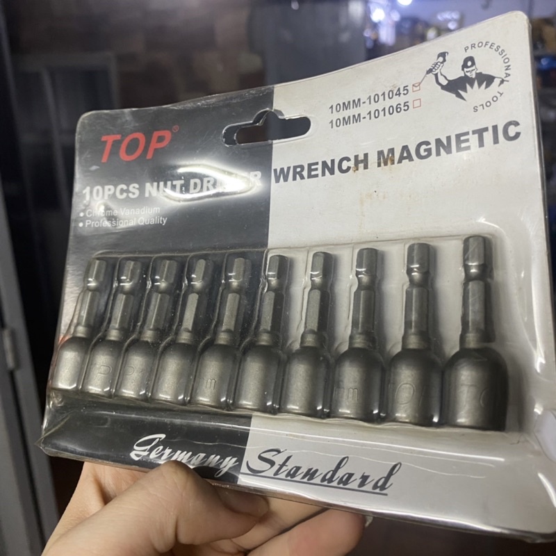 Bộ đầu khẩu bắn tôn, vặn ốc chuôi lục giác 6.35mm đường kính 8-10mm cao cấp