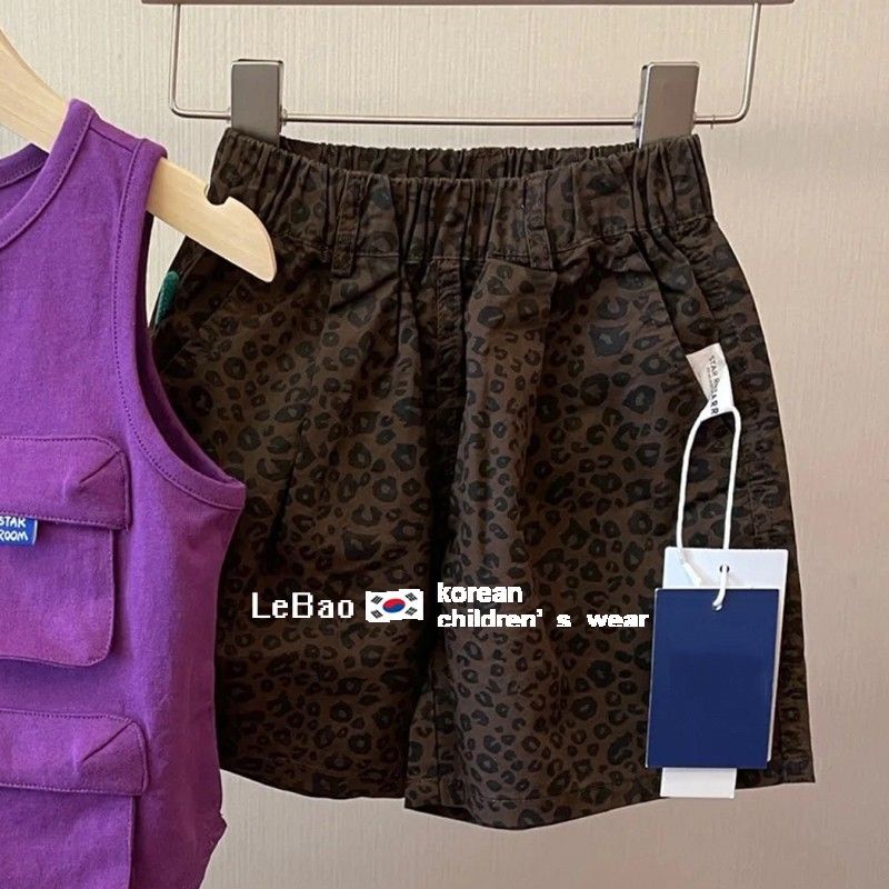 Bộ Áo Thun Sát Nách In Họa Tiết Da Báo Phối Quần Short Thời Trang Mùa Hè Cho Bé Trai