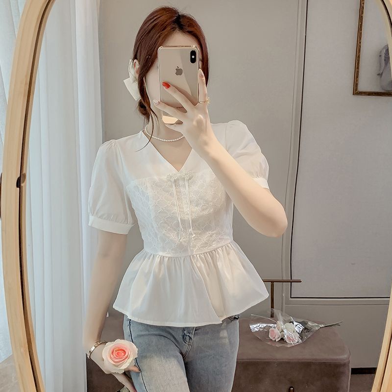 Áo Sơ Mi Ngắn Tay Phong Cách Pháp Thời Trang Mùa Hè 2023 Dành Cho Nữ