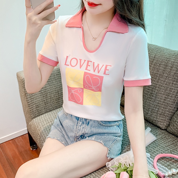 Áo Thun POLO Cotton Ngắn Tay Dáng Rộng Thiết Kế Mới Mùa Hè 2023 Cho Nữ