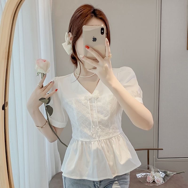 Áo Sơ Mi Ngắn Tay Phong Cách Pháp Thời Trang Mùa Hè 2023 Dành Cho Nữ