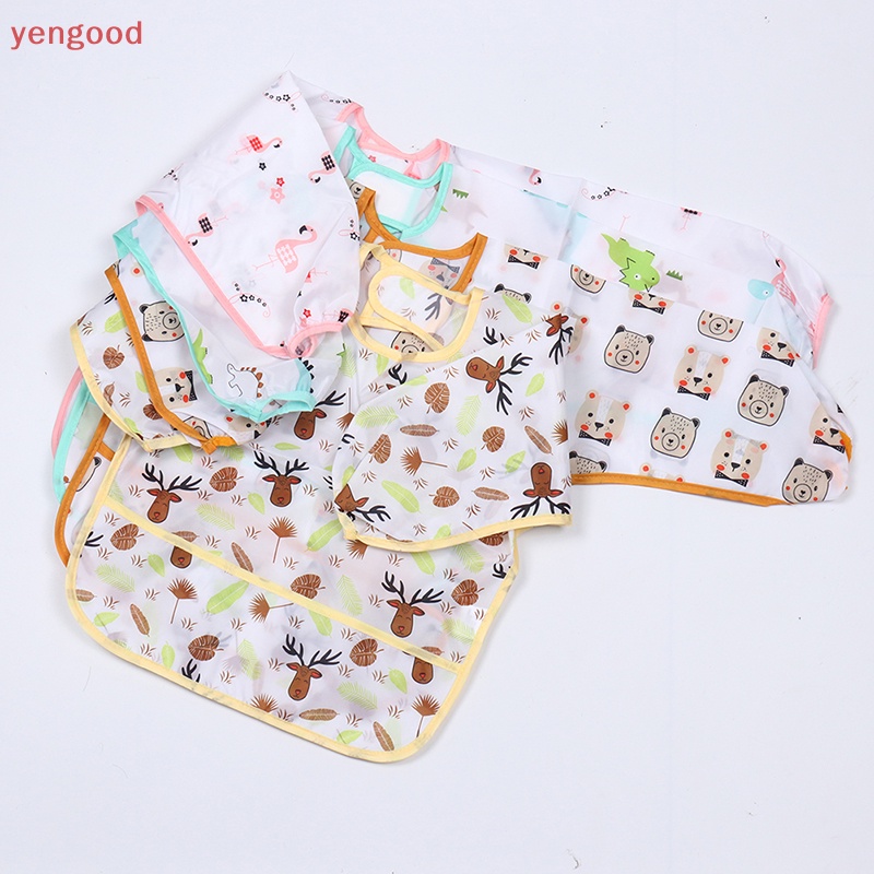 Yếm Ăn Tay Dài Chống Thấm Nước Có Túi Dành Cho Trẻ Em Mới Tập Đi