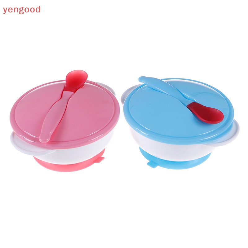 Bộ Dụng Cụ Ăn Dặm Có Giác Hút Chống Trượt Kèm Muỗng Cảm Ứng Cho Bé